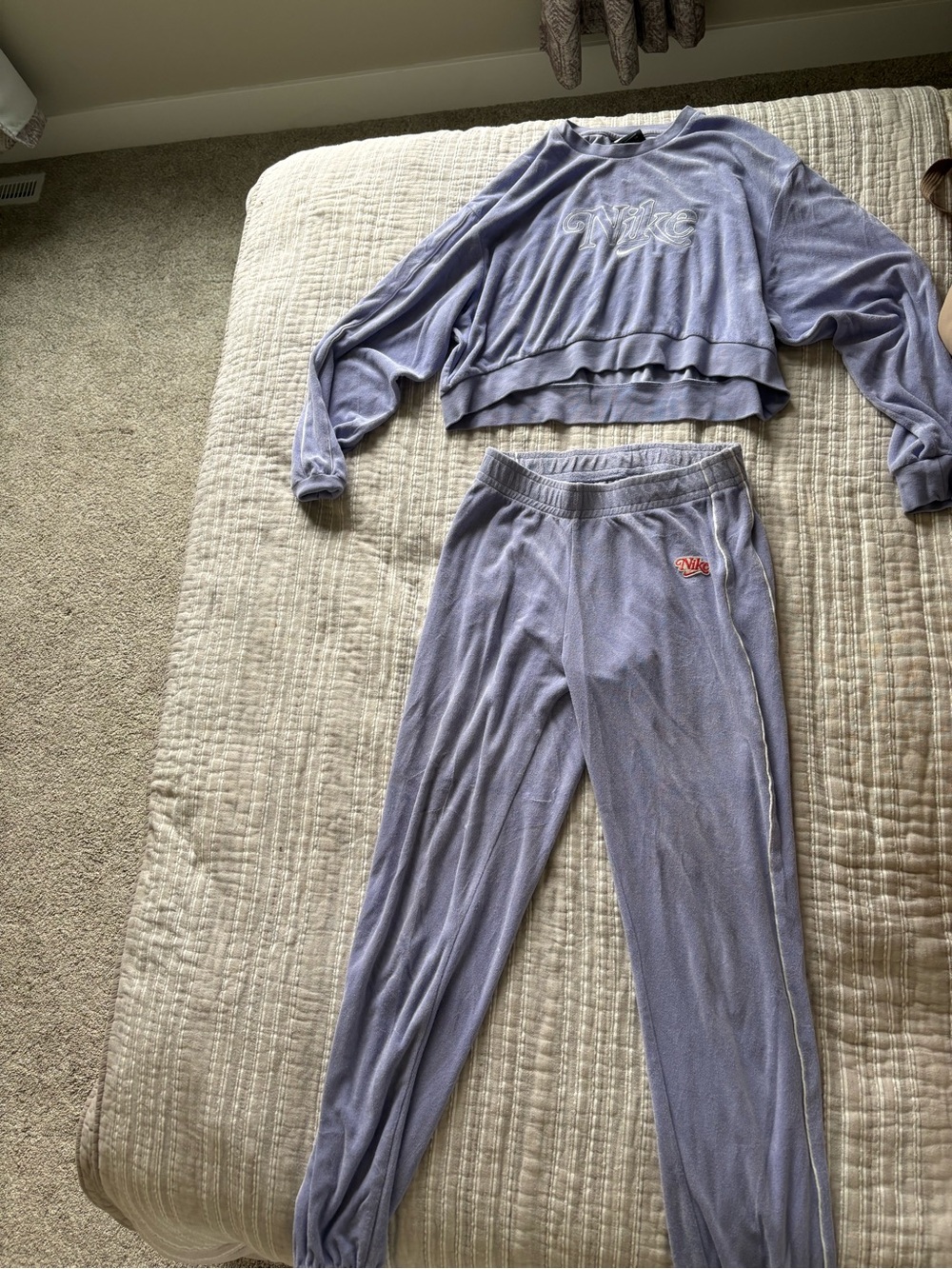 Nike Lavender Velour Joggers - Light Purple Sweatpants